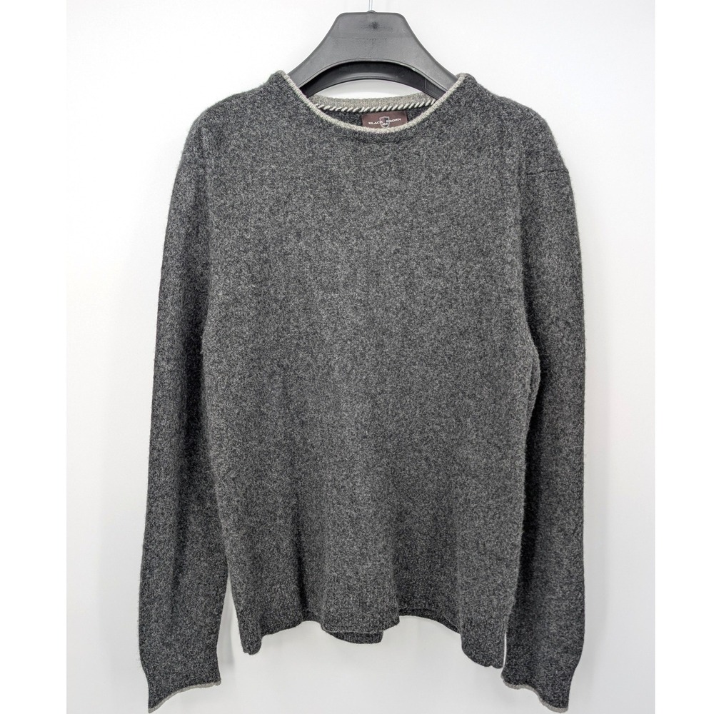 Black Brown 1826 Mens XL Gray Cashmere Blend Crewneck Sweater Soft Minimalist